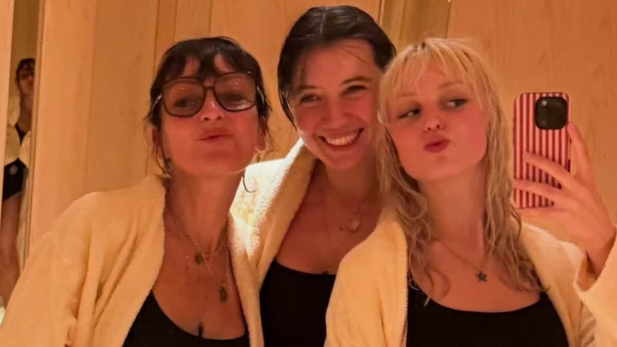 Daisy Lowe flaunts her incredible figure in a stylish black swimsuit as she enjoys luxury spa day with her mother Pearl and half-sister Betty ahead of her wedding