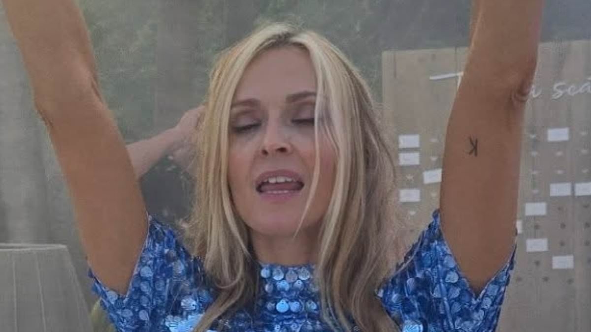 Fearne Cotton stuns in a blue sequin mini dress as she parties in Ibiza and teases new project - after estranged husband Jesse Wood proves he's serious with Made In Chelsea star