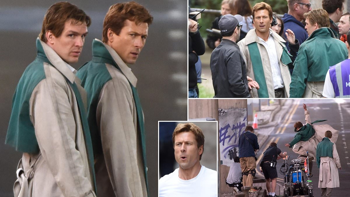 Glen Powell in action in Glasgow as city is transformed for shooting of new J.J. Abrams film