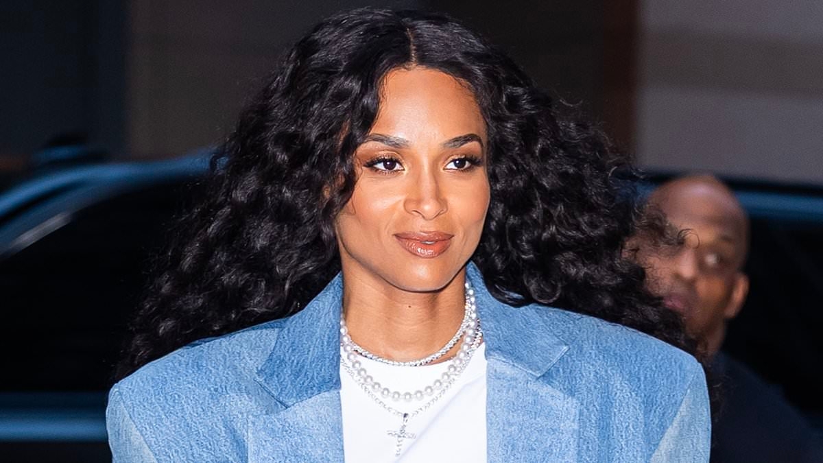 Ciara puts on a leggy display in leather mini skirt and quirky denim boots as she heads to Watch What Happens Live with Andy Cohen