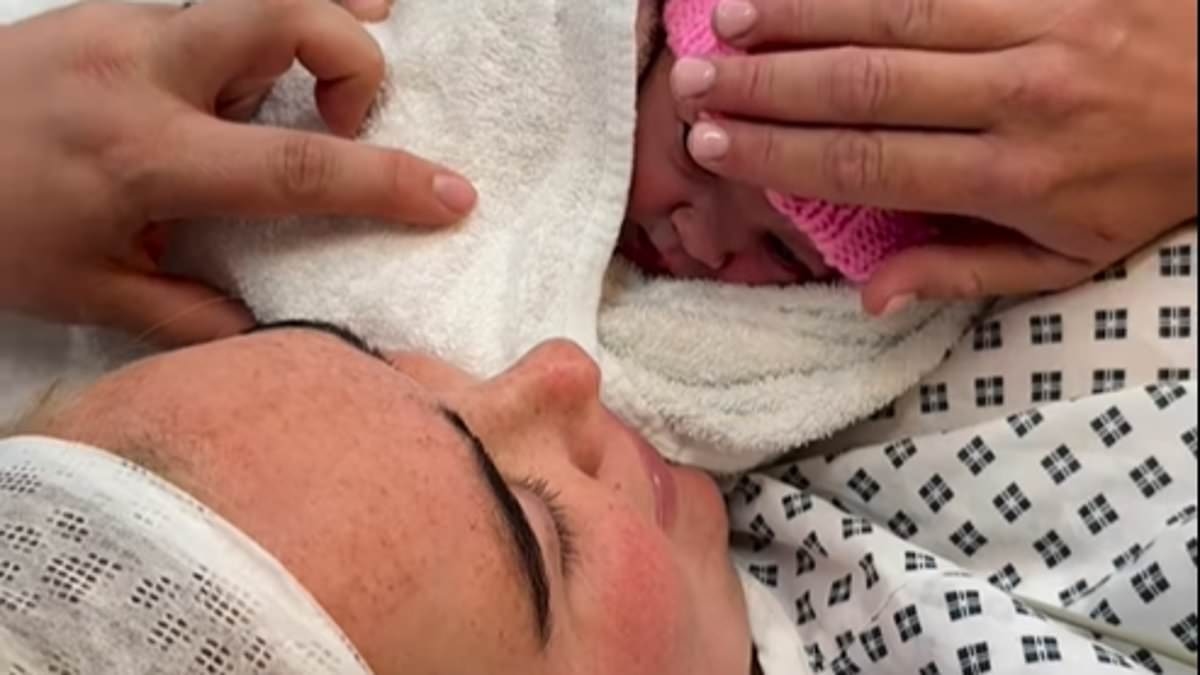 Ex On The Beach star Helen Briggs reveals her baby girl's unusual name as she shares sweet clip of the newborn's first few days at home with her siblings Ocean, Elvis, and Peach