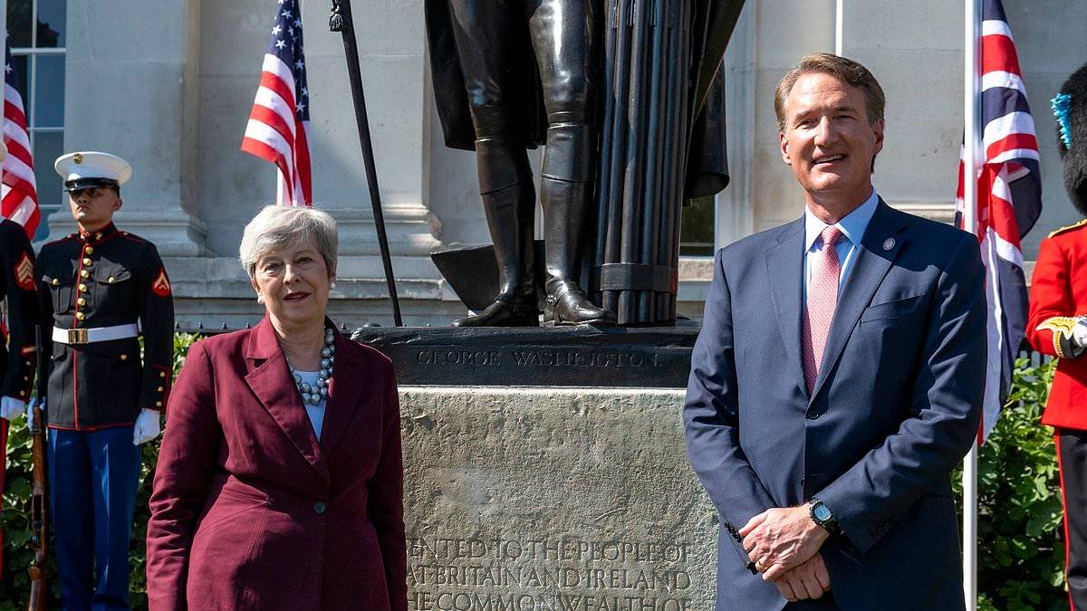 ROBERT HARDMAN: Gleaming George is back in Trafalgar Square... and still standing on U.S. soil