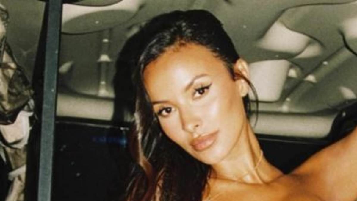 Maya Jama stuns in a black corset and floral Capri pants as she joins Islanders Gabby Allen and Kaz Crossley backstage ahead of Aftersun