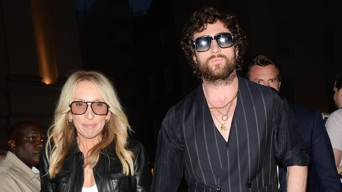 Aaron Taylor-Johnson, 35, holds hands with his stylish wife Sam, 58, as they leave 28 years later afterparty together following glitzy premiere