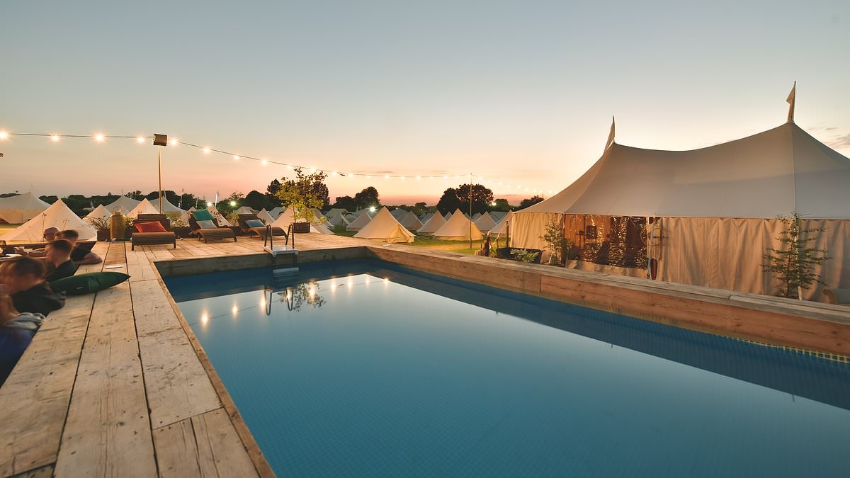 No camping chairs here! Inside Glastonbury's VIP accommodation where guests can visit the hairdresser and party in the pool (and even have a shower!)