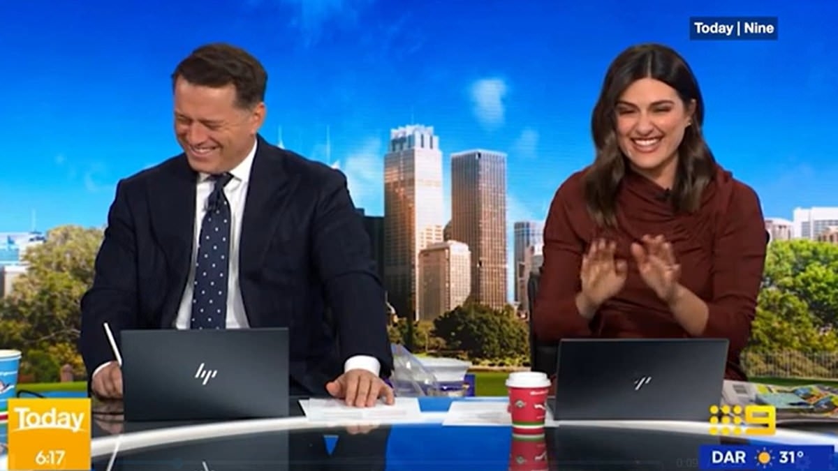 Karl Stefanovic left in stitches as Aaron Woods honours nude swim bet at Bondi Beach on live TV
