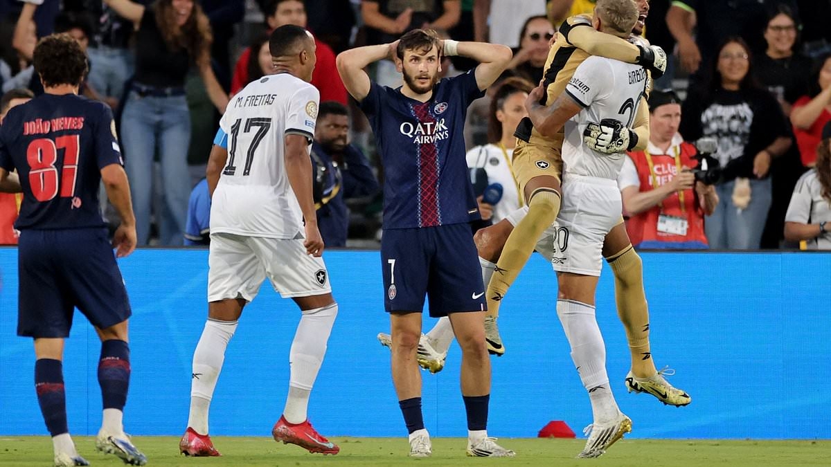 PSG fall to humiliating Club World Cup defeat by Brazilian side Botafogo to leave Champions League winners' qualifying hopes in the balance