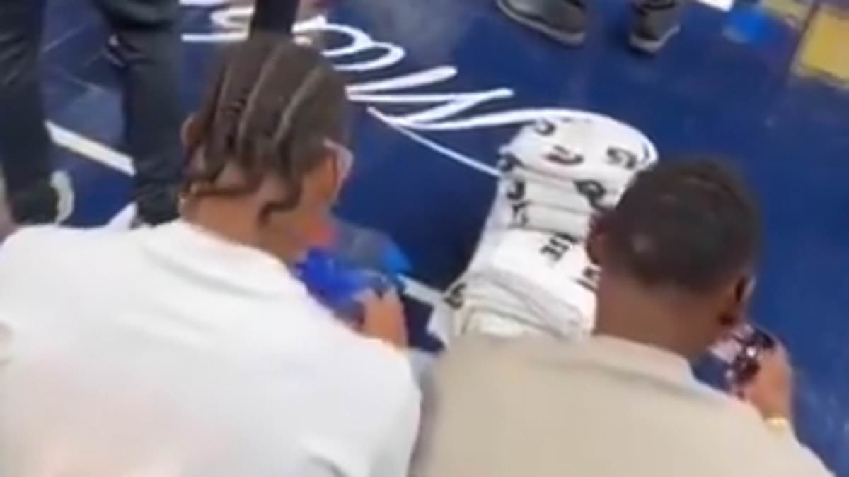 Vikings' Justin Jefferson caught playing Fortnite at Pacers-Thunder game after Stephen A's solitaire uproar