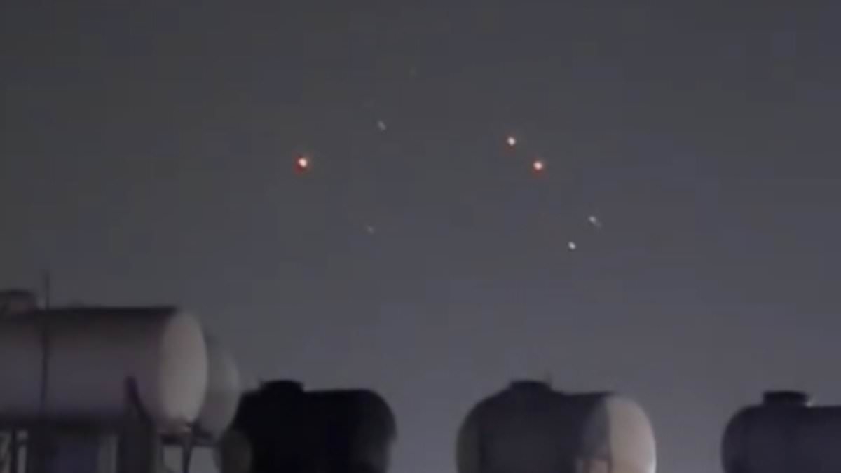 Moment terrified Brits watch from their Cyprus hotel balconies as Iranian missiles rain down on Israel 250 miles across the Mediterranean