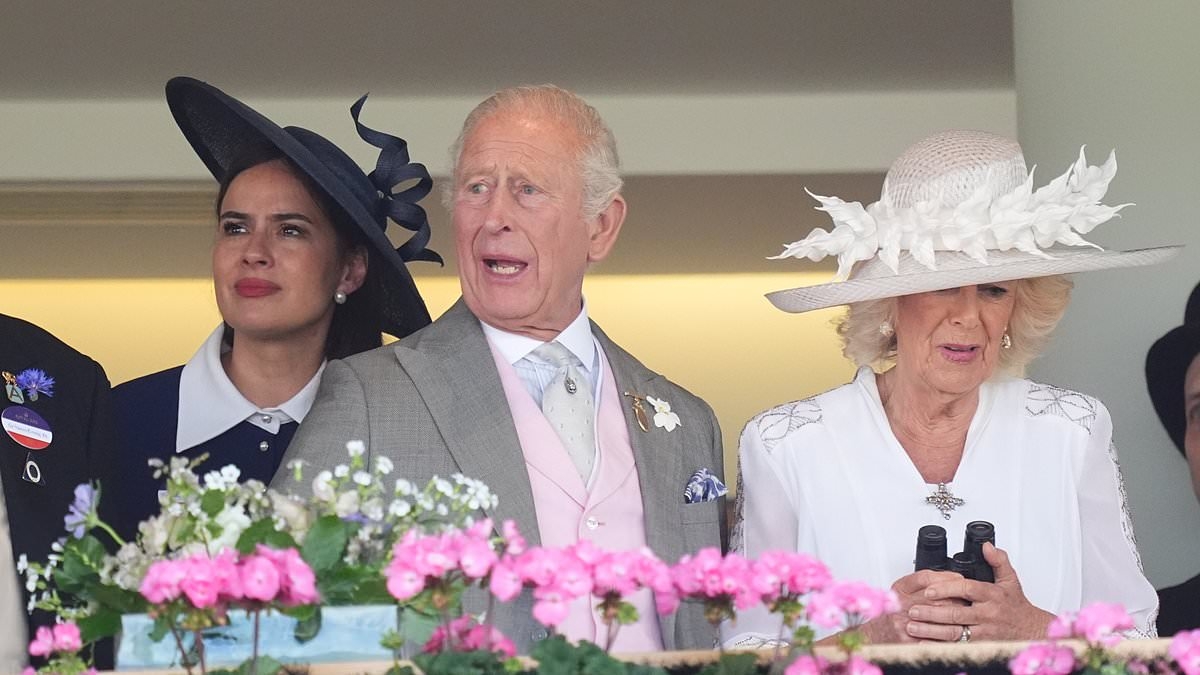King Charles and actress Sophie Winkleman are seen enjoying royal box experience at Ascot racing festival