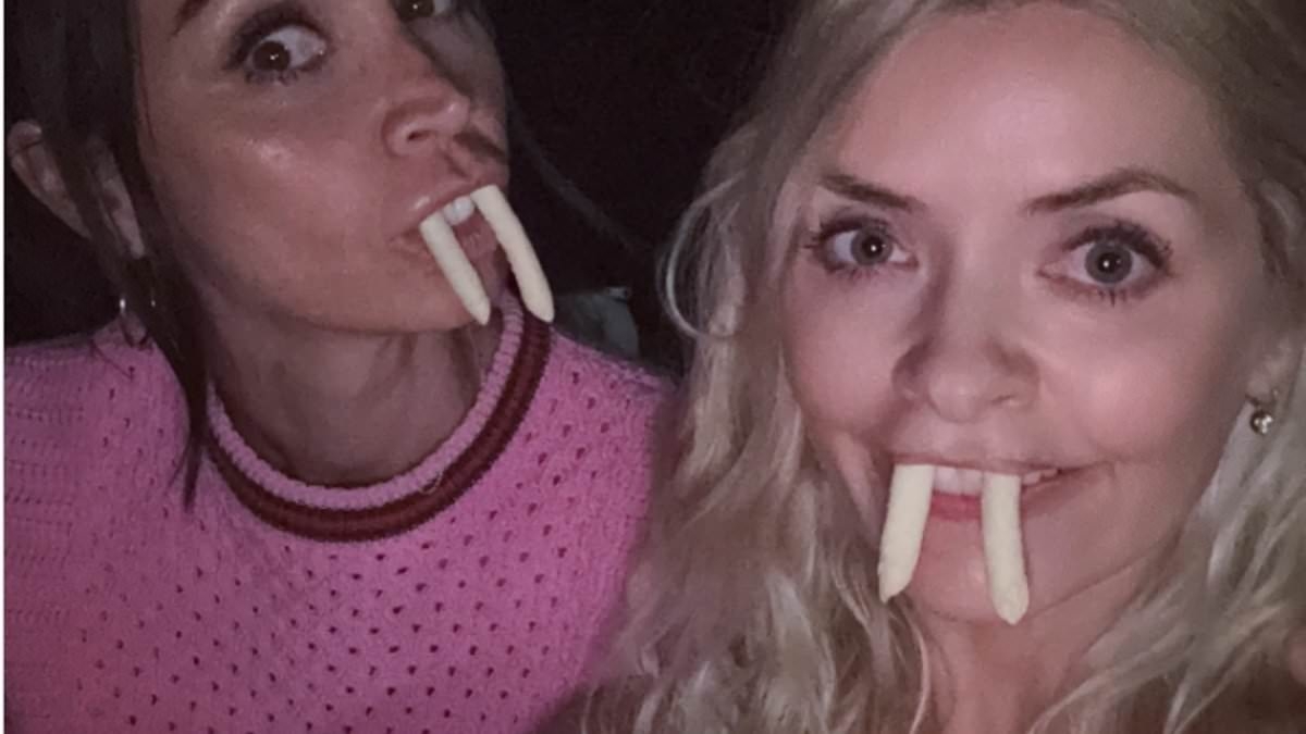 Holly Willoughby cosies up to pal Christine Lampard in hysterical throwback snap from the pair's kooky girls' night