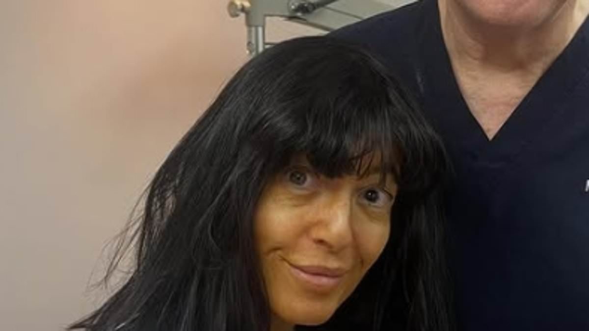 Claudia Winkleman looks worlds away from her usual self as she ditches her trademark heavy eyeliner after surgery
