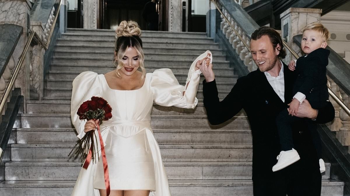 Georgia Kousoulou and Tommy Mallet tie the knot for the second time in stunning outdoor ceremony in Majorca as they say 'I do' on her 34th birthday - nearly two years after low-key union