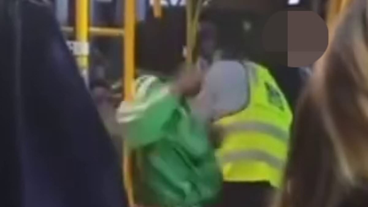 Alarming footage shows the moment a bus driver is punched by a passenger
