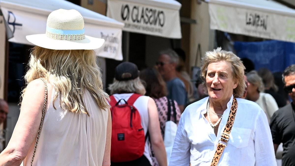 Rod Stewart and Penny Lancaster look as loved-up as ever as they mark their anniversary in Portofino - where they said 'I do' 18 years ago