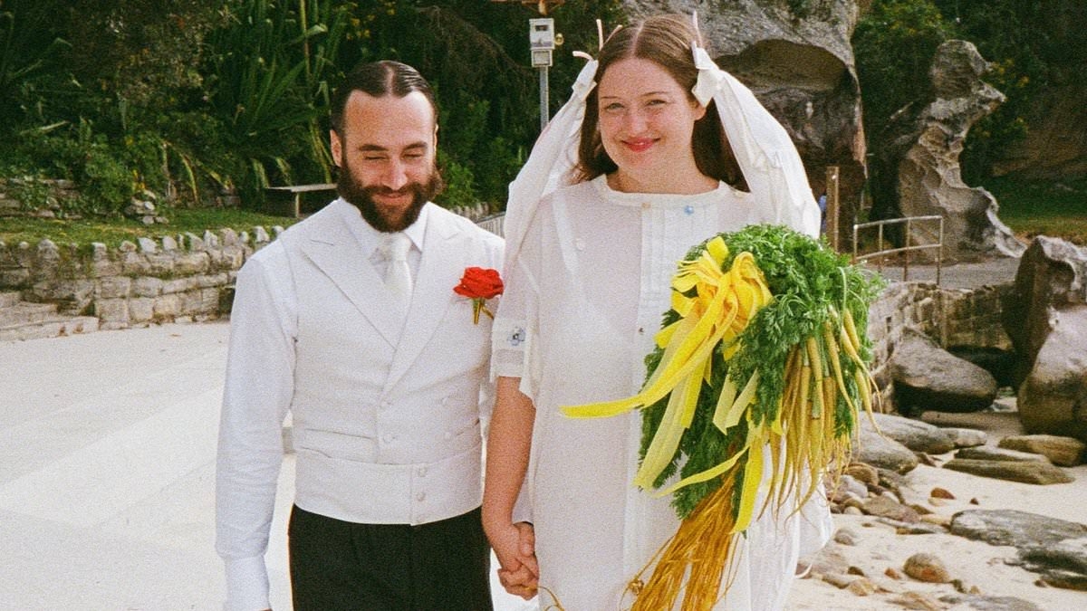 EXCLUSIVE Inside Australia's most alternative wedding as the bride carries DUTCH CARROTS as a bouquet down the aisle