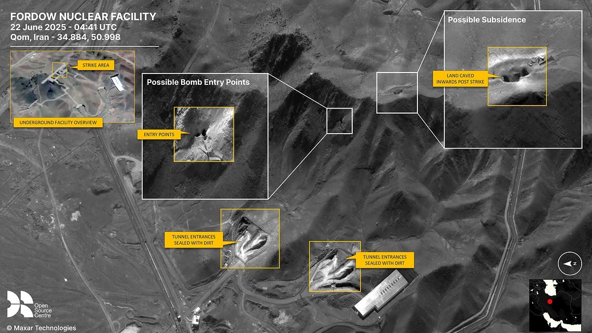 Incredible satellite images show the precision of the US attack on Iran's nuclear machine in full