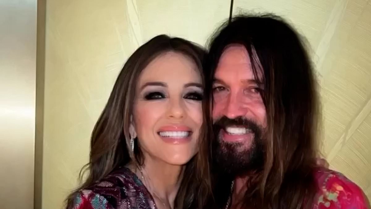 Elizabeth Hurley shares 'proud parents' snap of son Damian and Miley Cyrus as she and boyfriend Billy-Ray unite their families for London premiere
