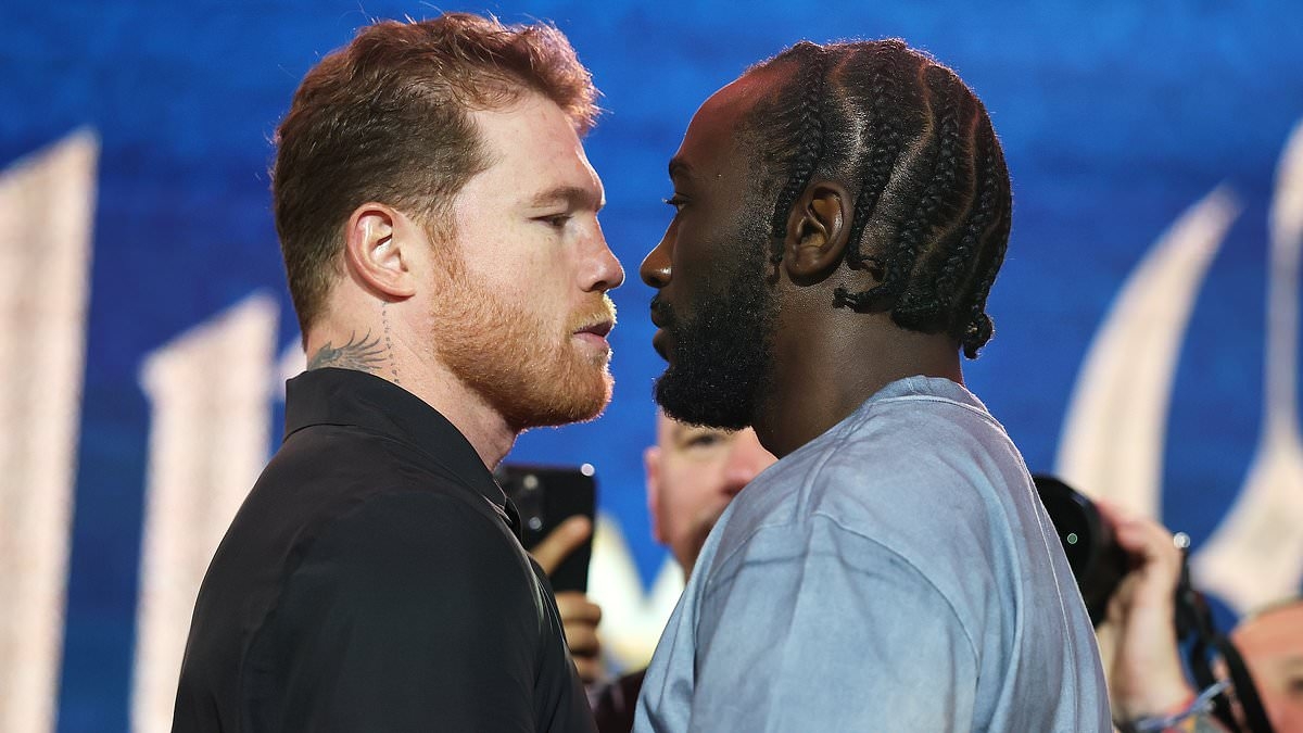 Canelo Alvarez and Terence Crawford have to be separated by Dana White as tempers flare at pre-fight press conference