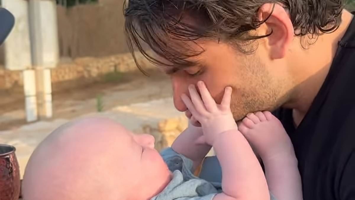 Laura Woods looks blissfully happy as he enjoys holiday with fiancé Adam Collard and baby son Leo