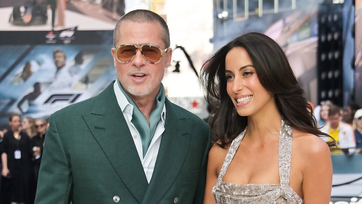 Brad Pitt rocks a bold bottle green suit as he makes another appearance with his glam girlfriend Ines de Ramon at F1: The Movie premiere in London