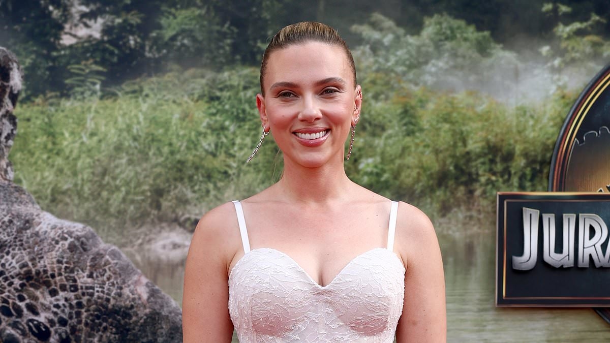Scarlett Johansson dazzles in figure-hugging gown as she smooches co-star Jonathan Bailey