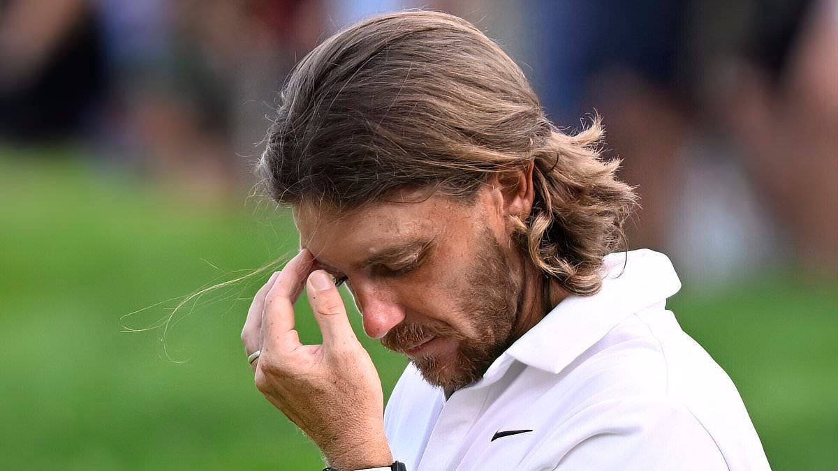 Emotional moment Tommy Fleetwood is consoled by his wife after shocking final round implosion lost him $3.6m
