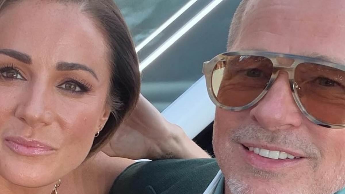 Natalie Pinkham CROPS her friend out of selfie with Brad Pitt before posting it to social media as she jokes she is going to make it her phone wallpaper