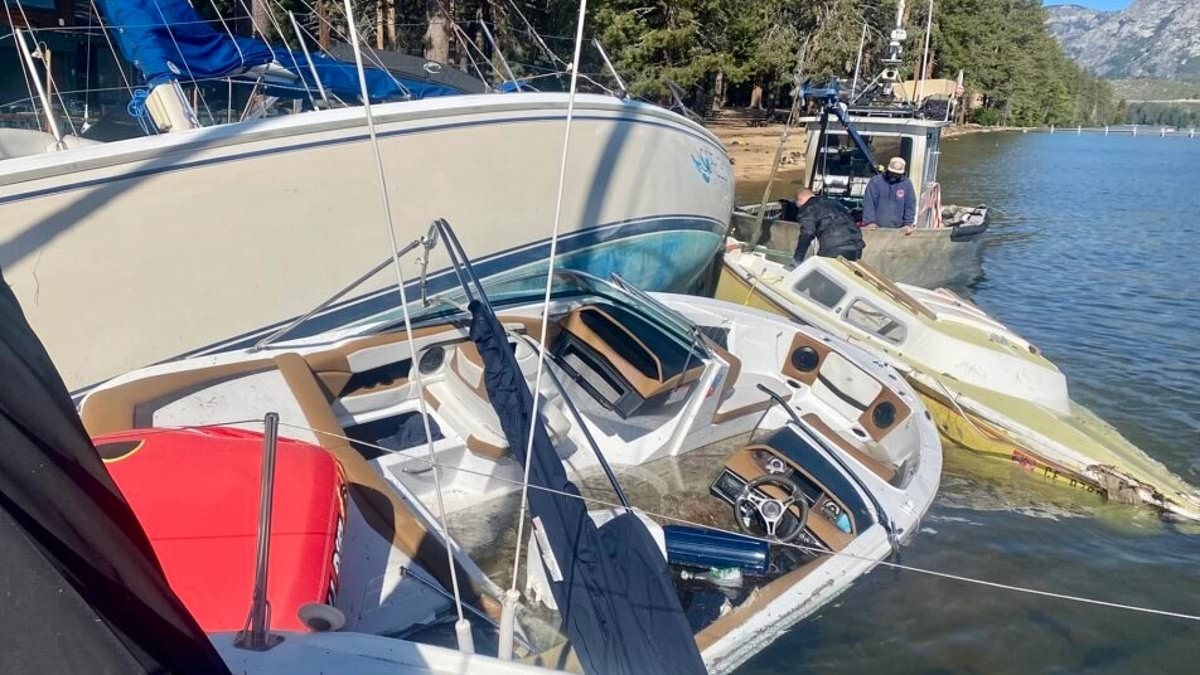 Terrifying new video shows 10ft waves after 'freak storm' shook Lake Tahoe leaving EIGHT dead