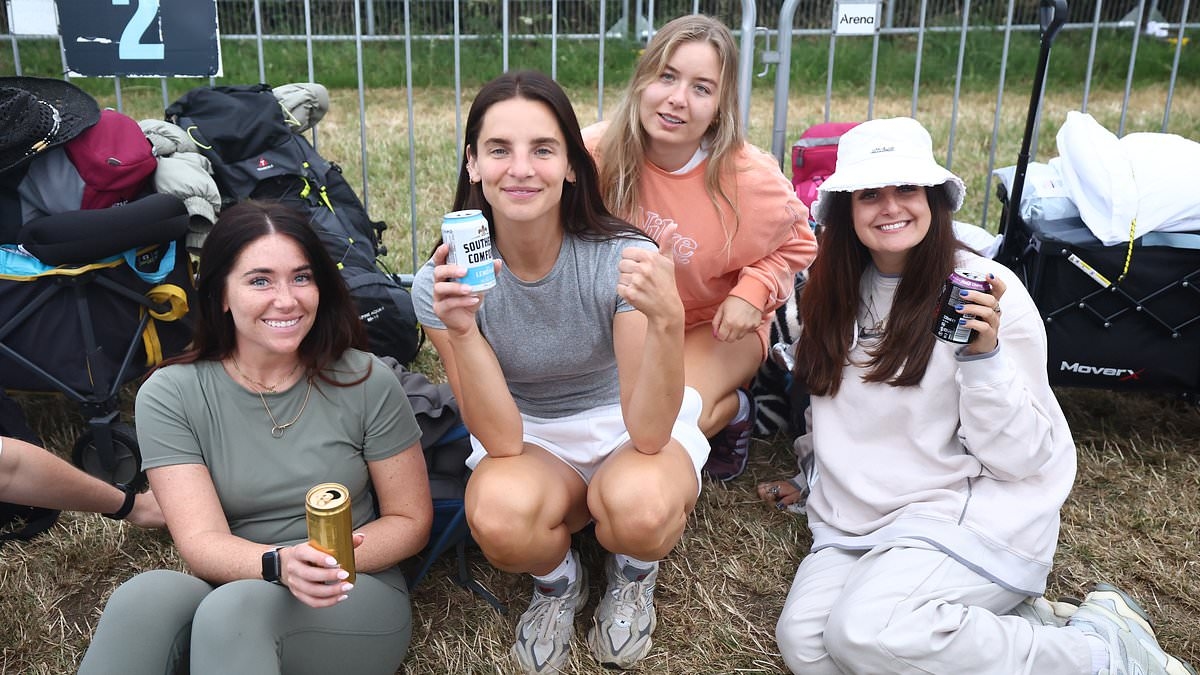 Glastonbury revellers arrive in their thousands ahead of festival's official opening as Met Office warns fans of humid weather and 26C sun