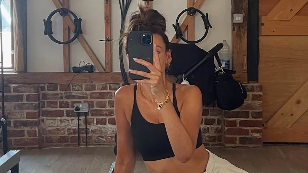 Michelle Keegan wears a cropped sports bra as she gets back into her fitness routine and celebrates 3 months of baby daughter Palma