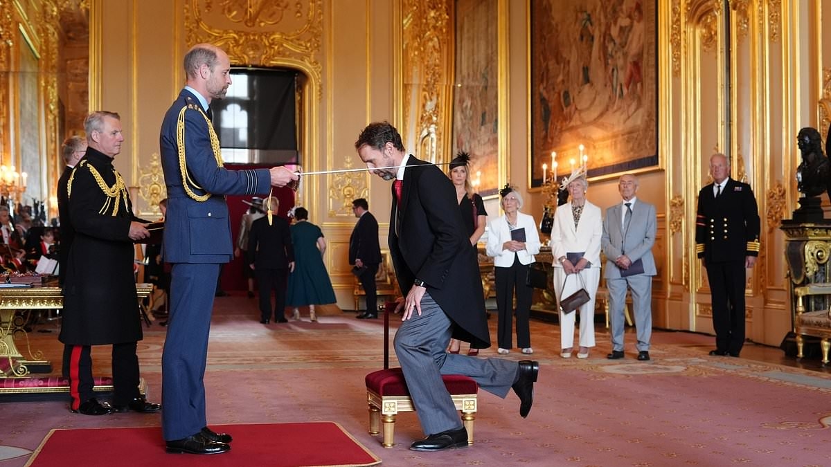 Arise, Sir Gareth! Former England boss Southgate receives knighthood from Prince William at Windsor Castle for services to football after guiding Three Lions to TWO Euros finals