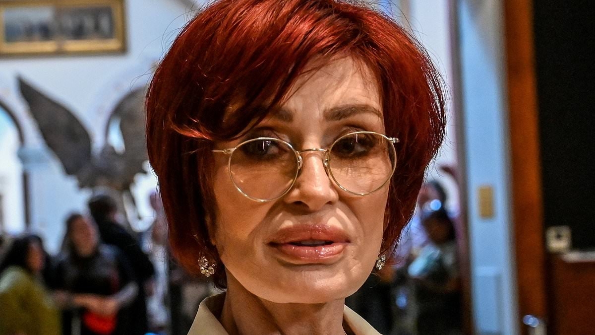 Sharon Osbourne, 72, shows off her plump pout as she attends husband Ozzy's Working Class Hero exhibition at Birmingham's Museum & Art Gallery