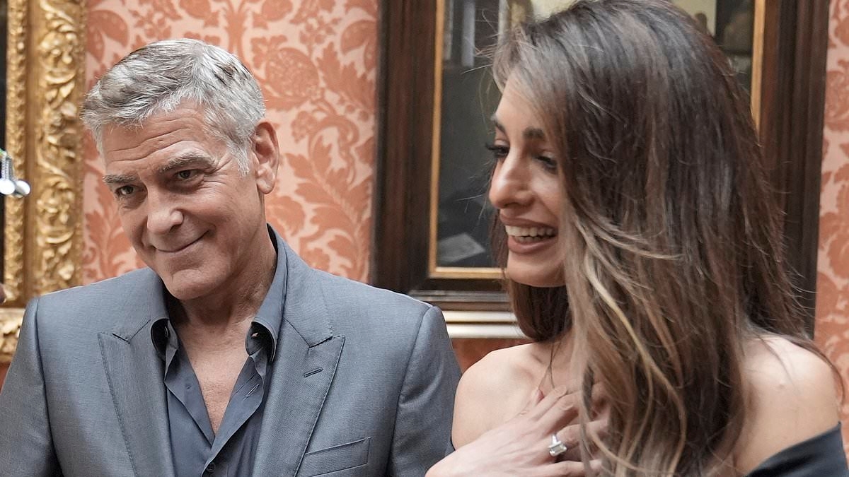 George Clooney and wife Amal look delighted as they meet the King's Trust Award winners and chat away with His Majesty at Buckingham Palace