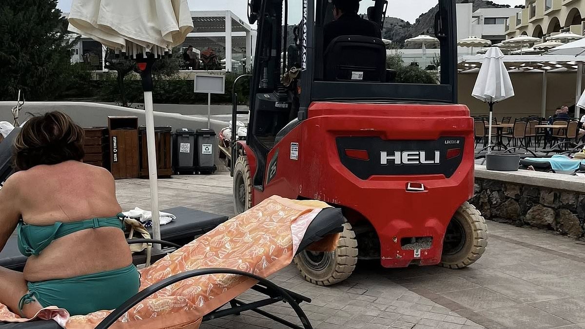 Newlywed Brits say they had honeymoon from hell at five-star Greek hotel 'construction site' with deafening grinding tools beside the loungers and heavy machinery whizzing between the sunbeds