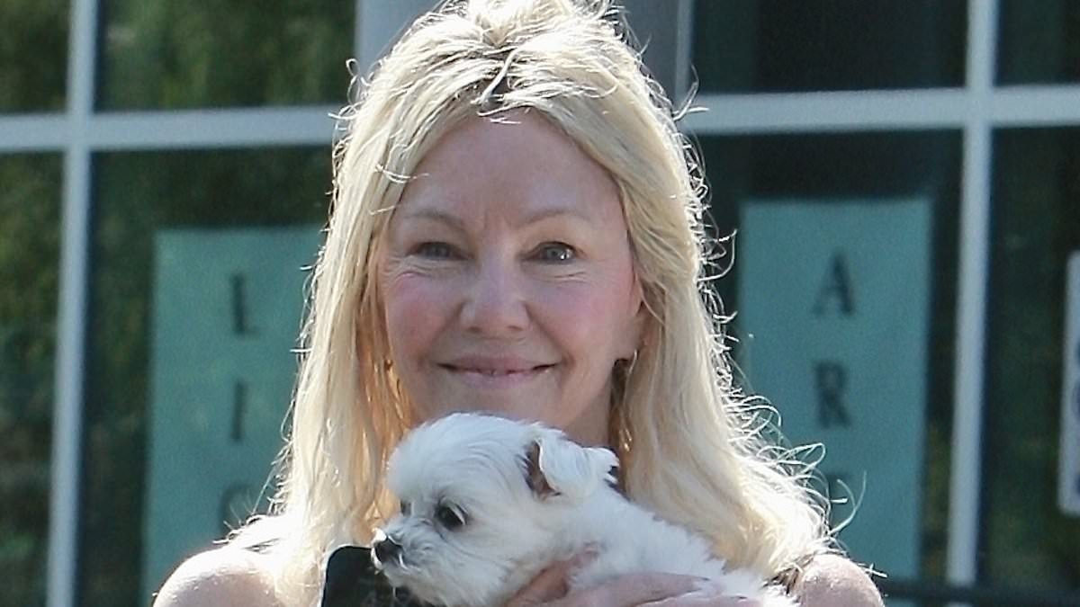 Beaming Heather Locklear, 63, shows off her smooth complexion as she collects pet dog Mister from the groomers after split from fiancé