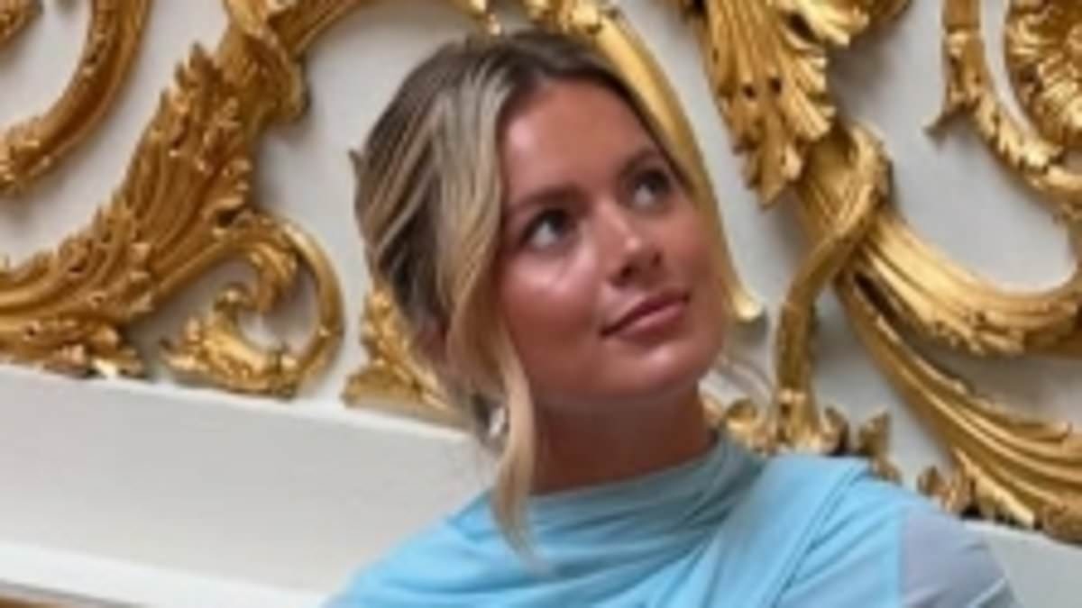 Tasha Ghouri cheekily joins Jamie Laing and Sophie Habboo in breaking Buckingham Palace rules as she poses on the Grand Staircase after THAT eyebrow-raising video
