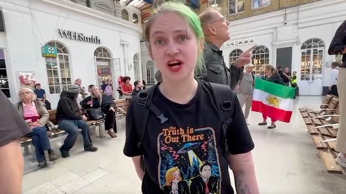 Moment pro-Iran and Palestine protester says Zionists 'should f****** die' in extraordinary outburst at Brighton demo