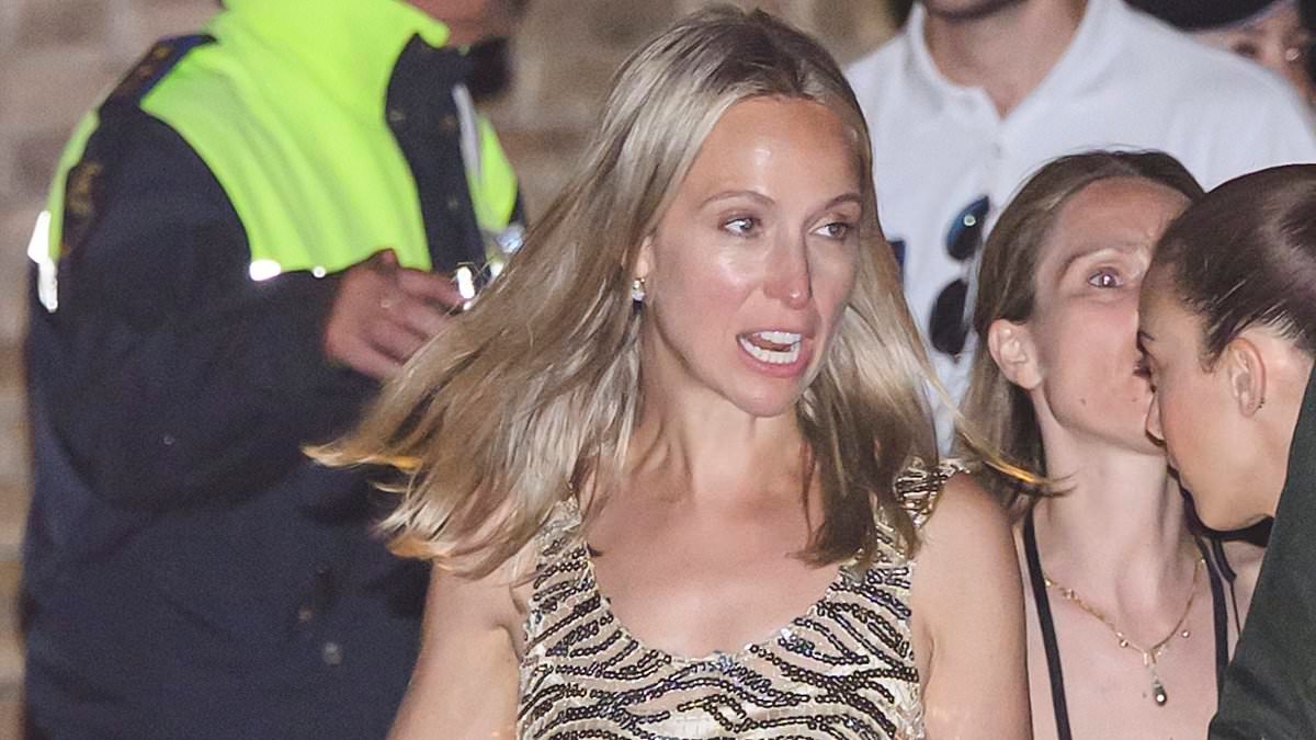 Meghan Markle's close friend Misha Nonoo shows off her wild side in a zebra print dress as she leaves Lauren Sanchez and Jeff Bezos's pre-wedding celebrations in Venice