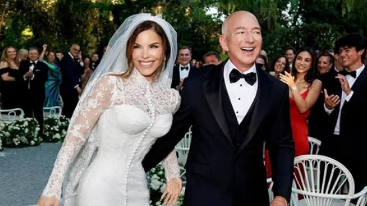 Lauren Sanchez stuns in demure Dolce & Gabbana gown alongside Jeff Bezos at her star-studded Venice wedding