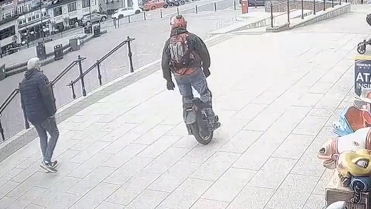 Horrendous moment 'deplorable' electric unicycle rider leaves girl, two, with fractured skull after being caught on CCTV weaving in and out of pedestrians