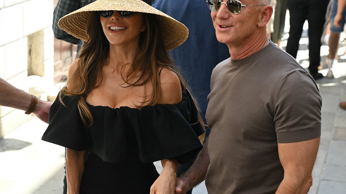 BREAKING NEWS The smile that says Just Married as Lauren Sanchez and Jeff Bezos step out for first time since their amazing Venice wedding - and she's already ditched her new $10million 35-carat diamond ring