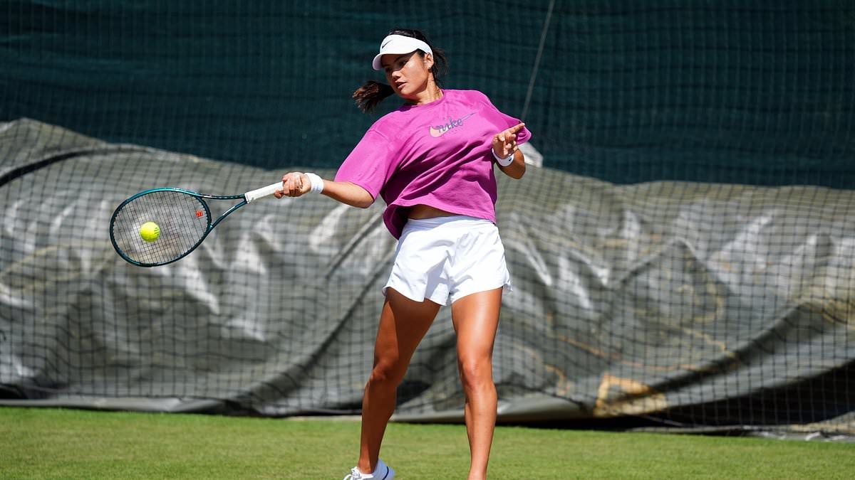 BREAKING NEWS Wimbledon's perfect match! Emma Raducanu emulates Carlos Alcaraz in a purple training outfit after she finally responded to their romance rumours