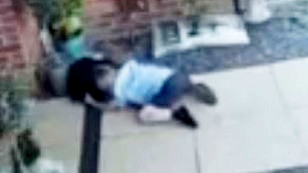 Schoolboy falls flat on his face after using unusual method to remove his backpack