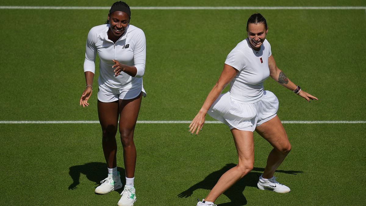 Coco Gauff and Aryna Sabalenka perform TikTok dance routine on Wimbledon's Centre Court as top seeds show there are no hard feelings after fall-out from French Open final