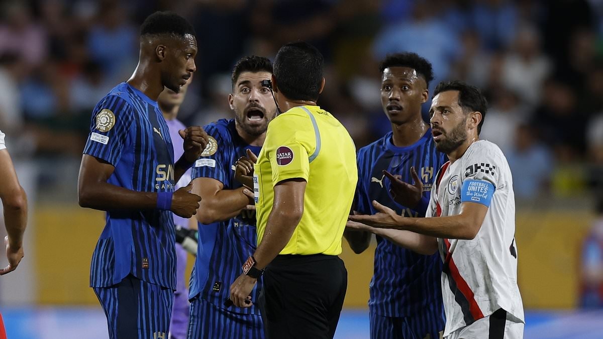 Man City score controversial opening goal against Al-Hilal with Saudi side furious after VAR decision - and supporters BOO referee's explanation