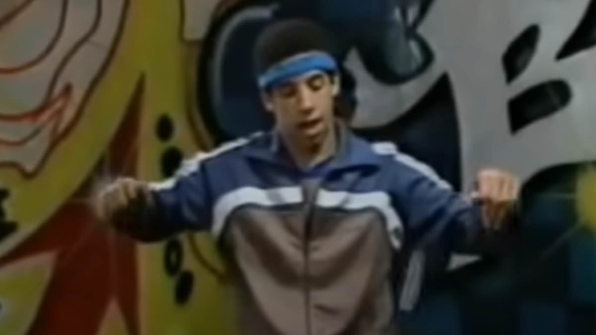 Hollywood action hero looks unrecognisable while showing off his body popping skills as notorious 1980s breakdancing tutorial resurfaces