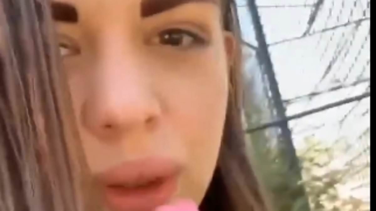 Russian boxer sparks fury after giving orangutan puffs on her vape - before endangered ape reacts with 'disturbing behaviour'