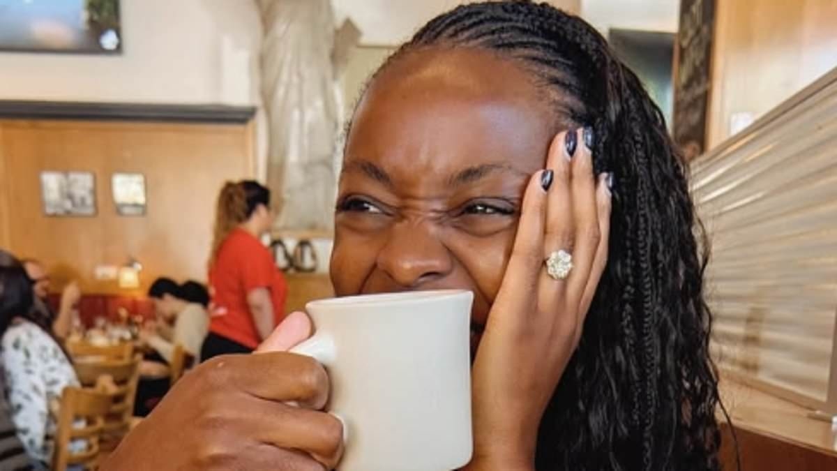 AJ Odudu flaunts HUGE diamond ring with whopping estimated worth as she enjoys holiday with her mystery fiancé after announcing shock engagement