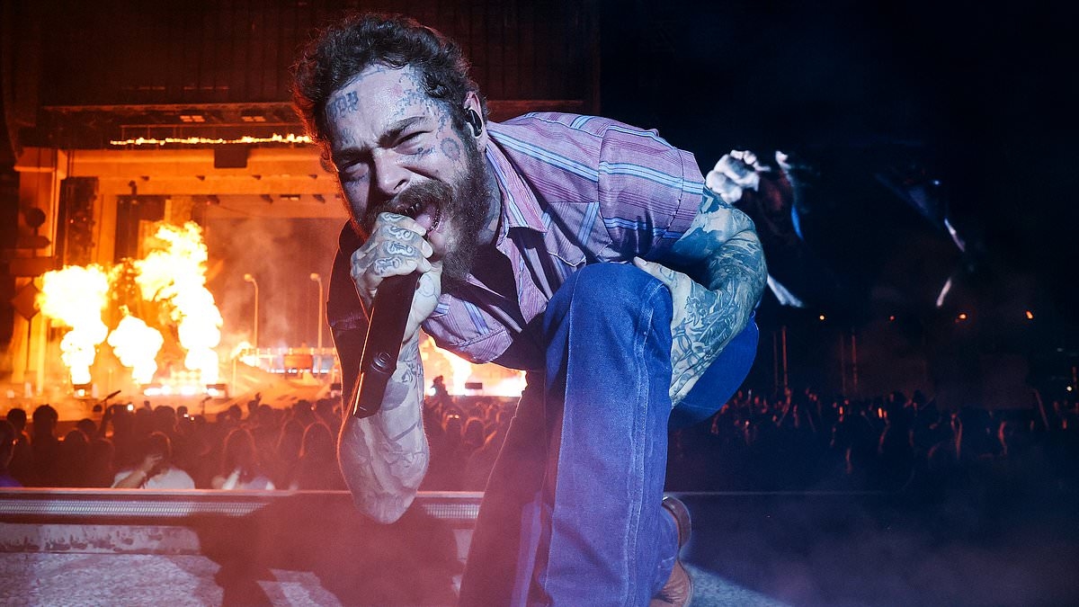 Newly-single Post Malone suffers beer-fueled onstage blunder after tough split from girlfriend